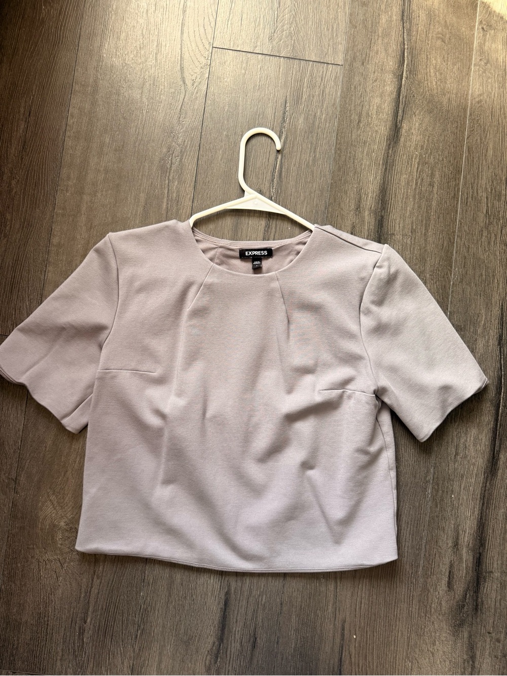 Express Grey Short-Sleeve Cropped Boxy Top